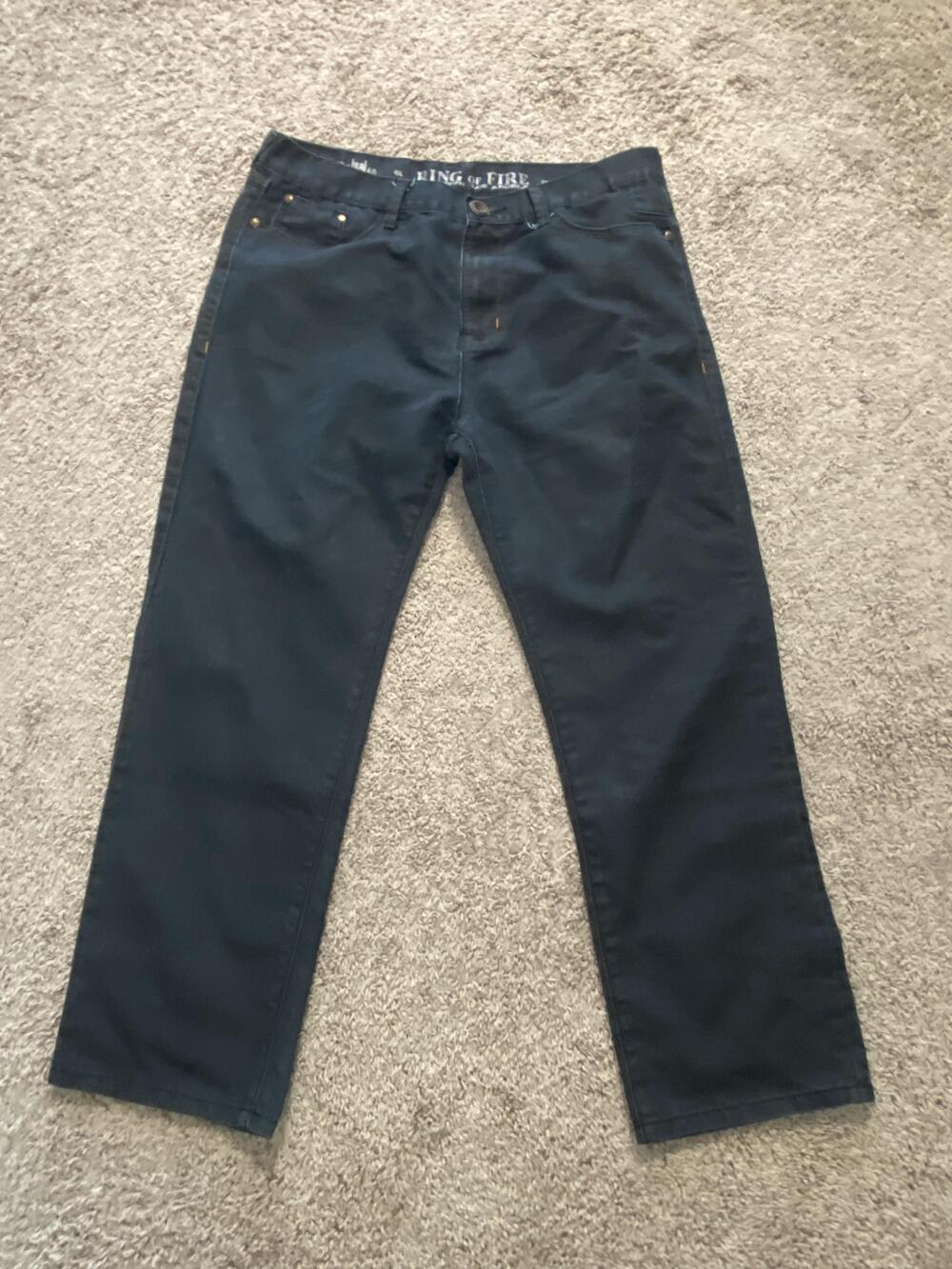 Ring Of Fire Jeans Mens 38x30 Blue Dark Wash Slim Straight Zip Pocket Denim